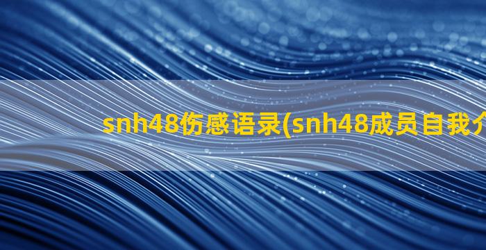 snh48伤感语录(snh48成员自我介绍语)